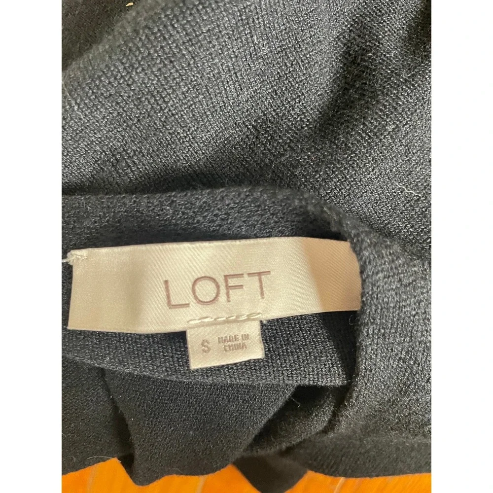 LOFT Sweater‎ Womens Small Black Wool Viscose Nylon Blend Turtleneck Open Back